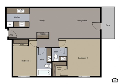 a floor plan of a 1 bedroom apartment with 1 bath